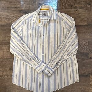 Tommy Bahama Blue and White Striped Button-Down Shirt